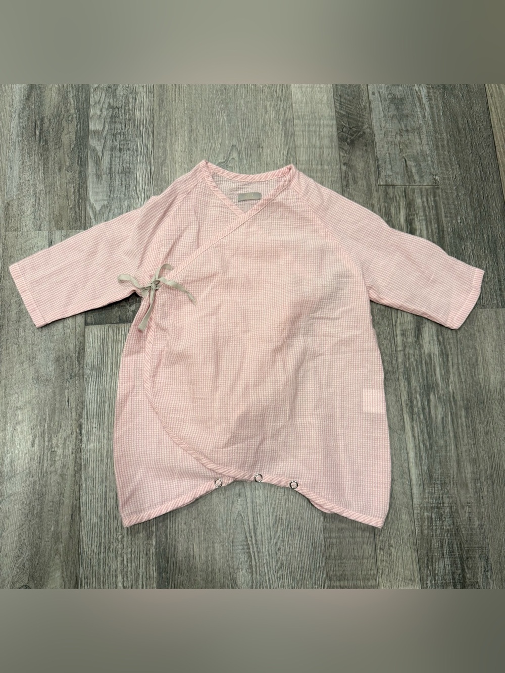 Makie Pink Gingham Baby Wrap One Piece 6months